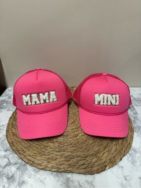 Hobby Lobby Pink "MAMA" and "MINI" Mesh Trucker Hats